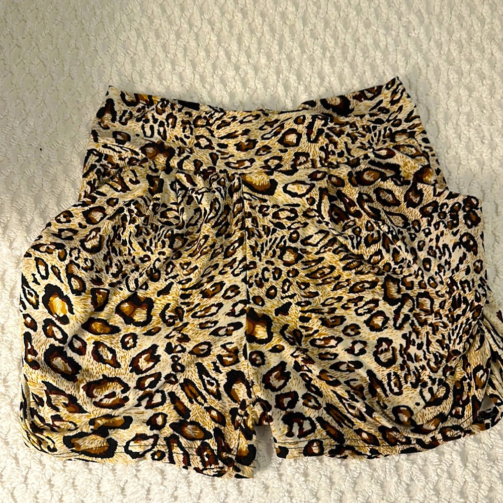 Leopard print harem style shorts